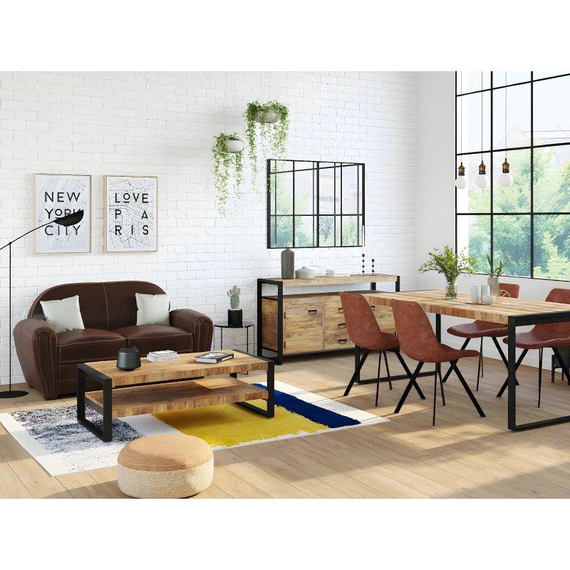 Kahverengi Eskitme Deri Club Tarzı İkili Koltuk - 150 cm - 155152