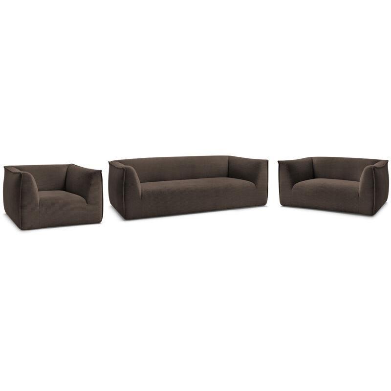 Kahverengi Fitilli Kadife 3lü 2li Tekli Koltuk Takımı - 153622