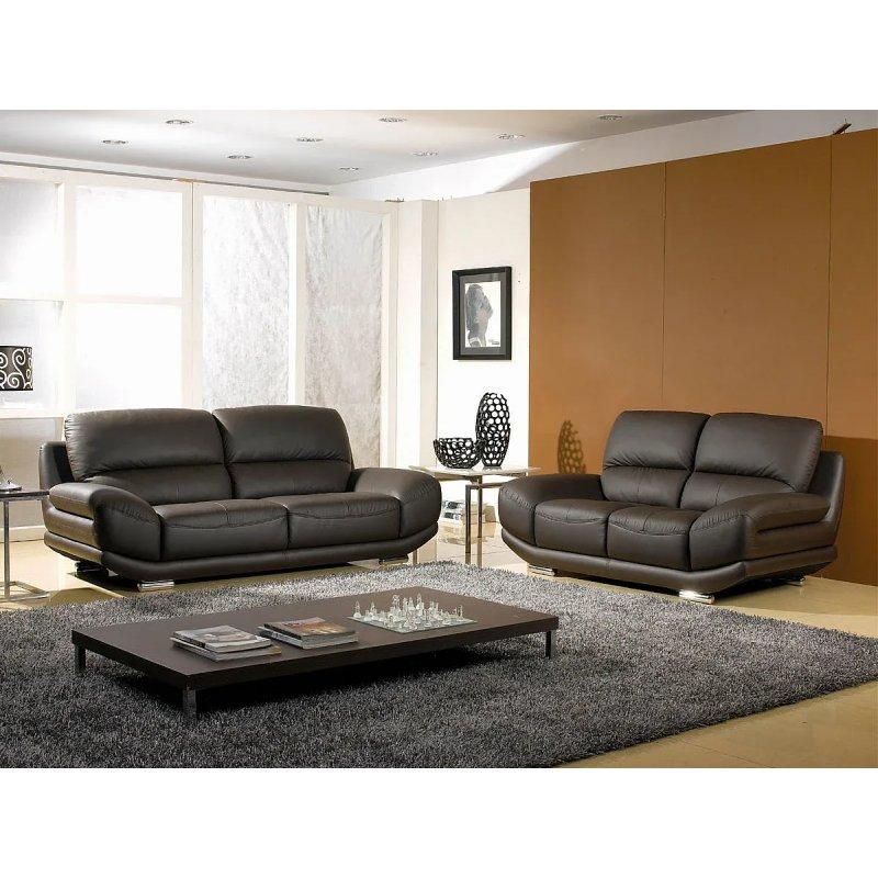 Kahverengi Hakiki Deri Metal Ayaklı Yüksek Sırtlı Koltuk - 216 cm - 155533