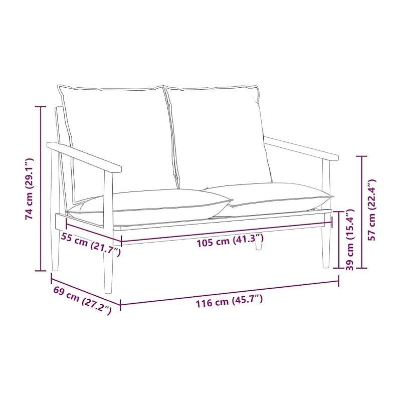 Kahverengi Hakiki Deri ve Akasya Ahşap İki Kişilik Koltuk - 116x69x74 cm - 155437