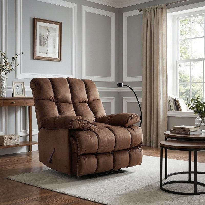 Kahverengi Kadife Geniş Oturumlu Telefon Tutuculu Manuel Tv Koltuğu - 58 cm - 156448