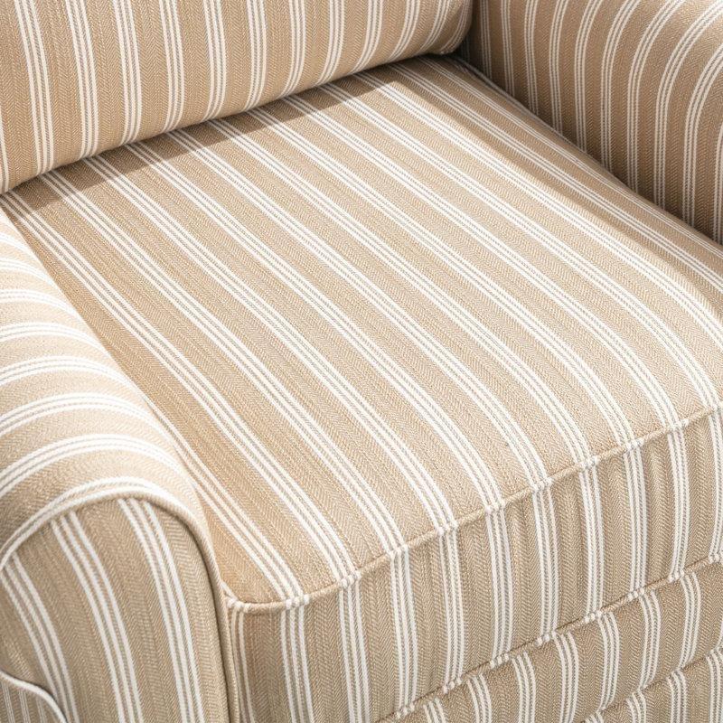 Kahverengi Kumaş Çizgili Döner Geniş Berjer Koltuk - 84 cm - 156682