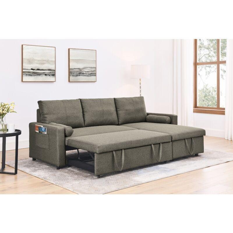 Kahverengi Kumaş Yataklı Sandıklı Çift Yönlü Köşe Koltuk - 225x145 cm - 154299