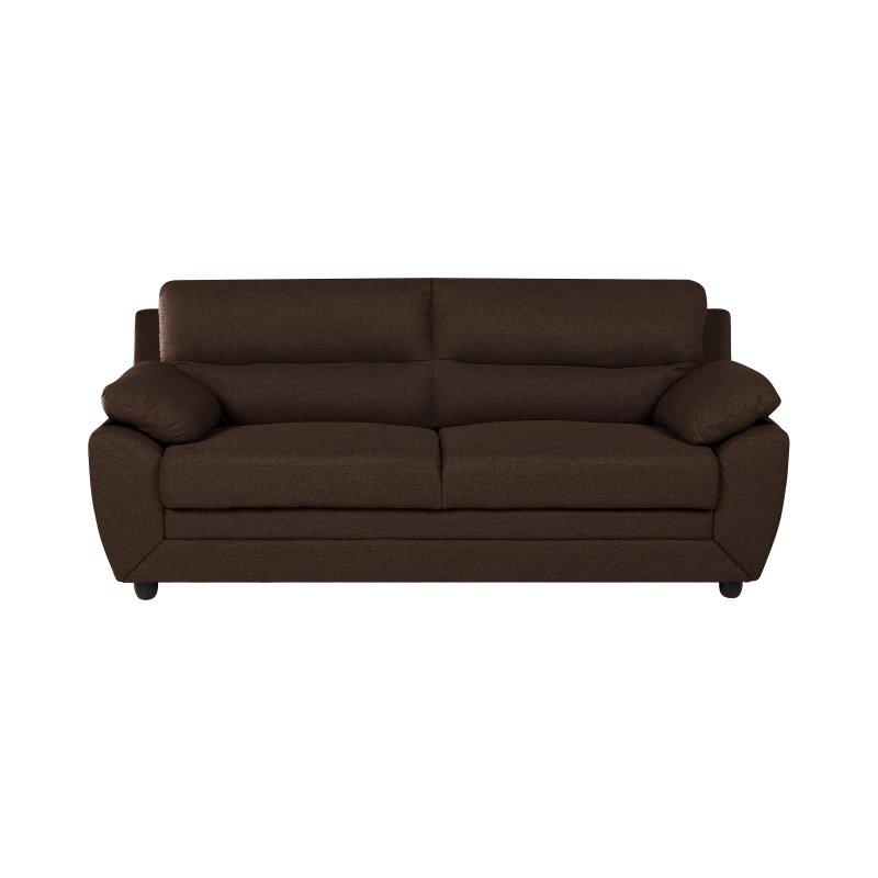 Kahverengi Kumaş Yuvarlak Hatlı Üçlü Koltuk - 201 cm - 155401