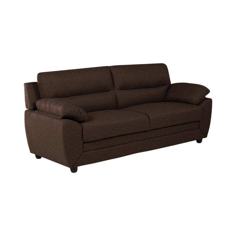 Kahverengi Kumaş Yuvarlak Hatlı Üçlü Koltuk - 201 cm - 155401