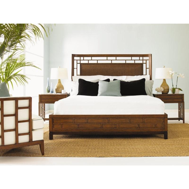 Kahverengi Masif Ahşap ve Rattan Dikdörtgen Başlıklı Karyola - 209x234 cm - 143137