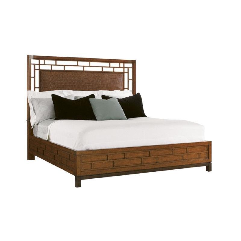 Kahverengi Masif Ahşap ve Rattan Dikdörtgen Başlıklı Karyola - 209x234 cm - 143137
