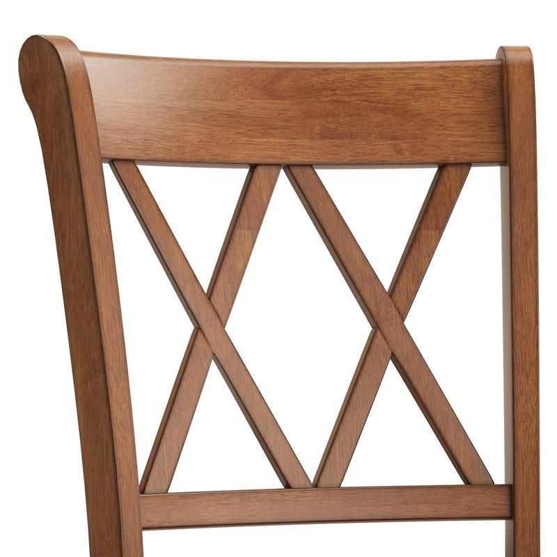Kahverengi Masif Çapraz Sırtlı 2'li Set Ham Ahşap Bar Sandalyesi - 62 cm - 148878