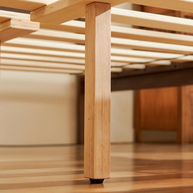 Kahverengi Masif Kauçuk Ağacı Başlıklı Platform Karyola - 153x206 cm - 143437