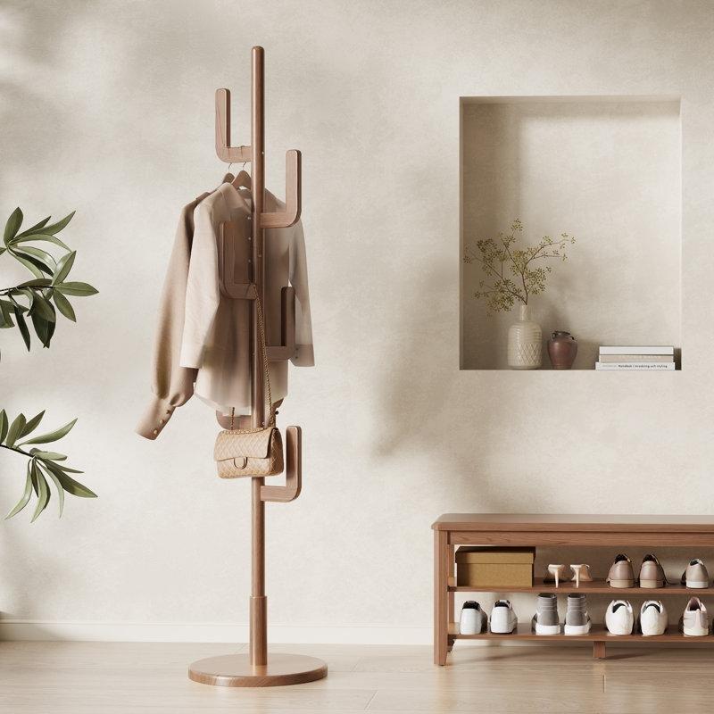 Kahverengi Masif Kauçuk Ağacı Kaktüs Tasarımlı 6 Askılı Portmanto - 181 cm - 161434