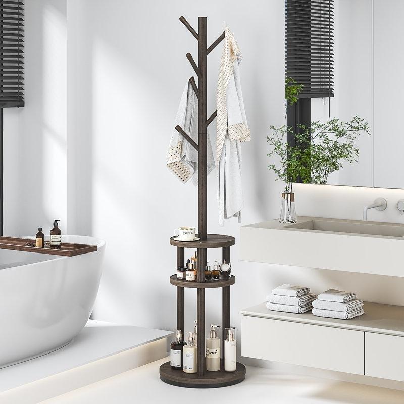 Kahverengi MDF 3 Raflı 6 Askılı Döner Portmanto - 165x41 cm - 161248