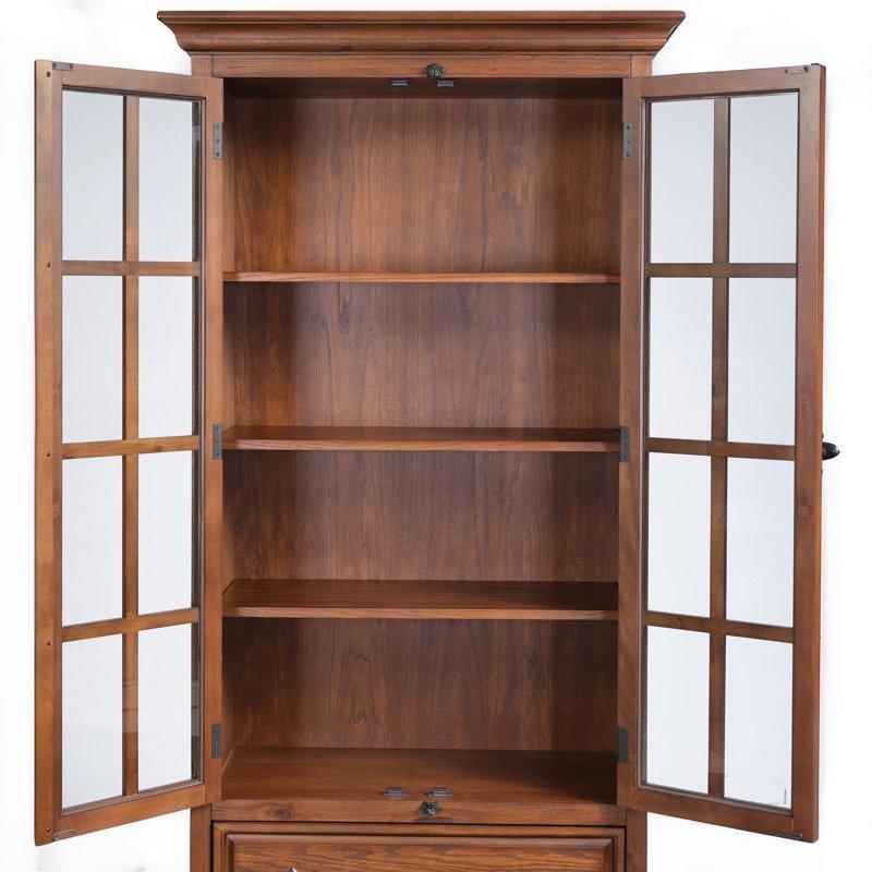 Kahverengi MDF Kemerli Sürgülü Kapaklı Çekmeceli Vitrin - Gümüşlük - 157303