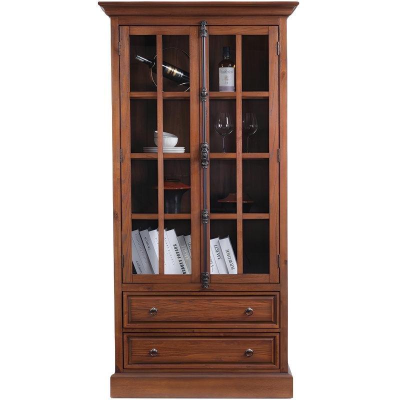 Kahverengi MDF Kemerli Sürgülü Kapaklı Çekmeceli Vitrin - Gümüşlük - 157303