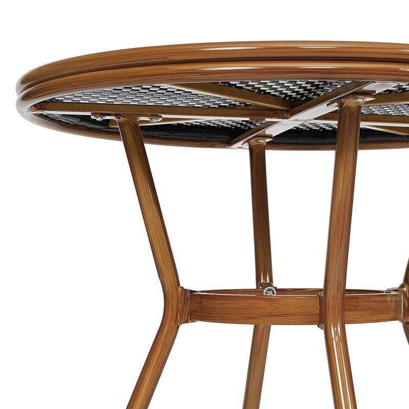 Kahverengi Rattan Metal İstiflenebilir Yuvarlak Bistro Seti - 81 cm - 145521