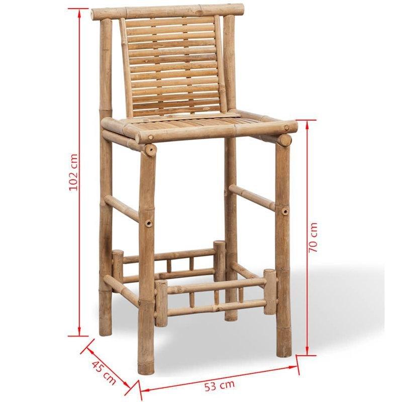 Kahverengi Sırtlıklı 2'li Set Bambu Bar Sandalyesi - 103x54x45 cm - 148737