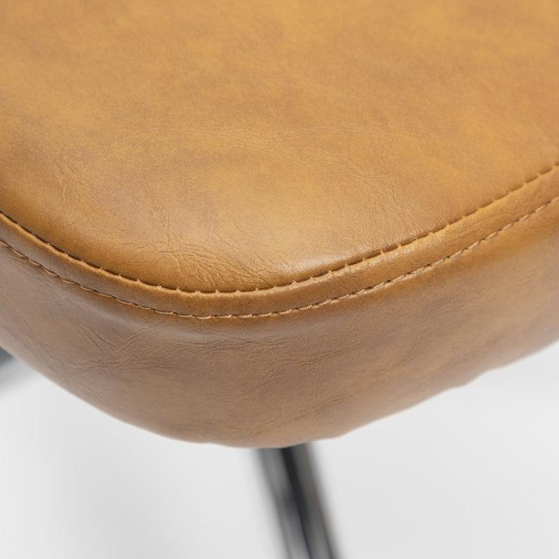 Kahverengi Suni Deri Döşemeli Yüksekliği Ayarlanabilir Döner Rattan Ofis Sandalyesi - 146349