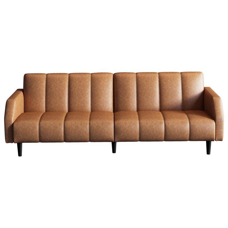 Kahverengi Suni Deri Yataklı ve Cepli Metal Ayaklı Koltuk - 197 cm - 151864