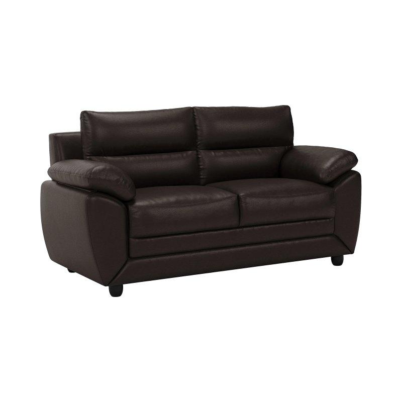 Kahverengi Suni Deri Yuvarlak Hatlı İki Kişilik Koltuk - 163 cm - 155197