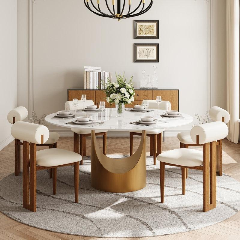 Kahverengi ve Beyaz Kumaş Döşemeli Masif Ahşap 2li Set Su Aygırı Tasarımlı Ceviz Sandalye - 145683