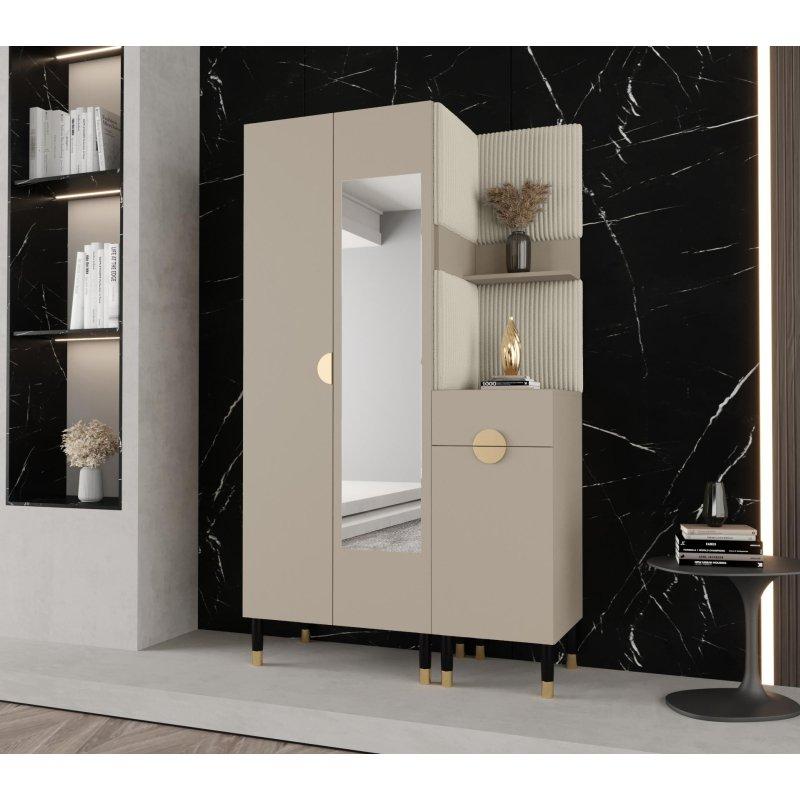 Kaşmir Gold Detaylı Döşemeli Panelli Ahşap Portmanto Vestiyer - 116 cm - 159355