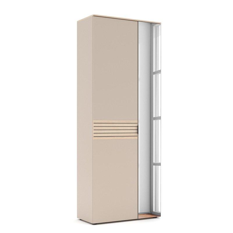 Kaşmir Rengi Aynalı Oturaklı Çekmeceli 4 Parça Ahşap Portmanto Vestiyer - 236x202x38 cm - 159043