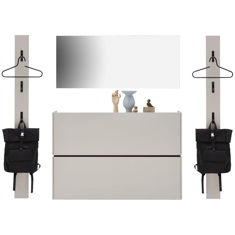 Kaşmir Rengi Duvara Monte Aynalı 4 Parça Portmanto Vestiyer - 200 cm - 158854