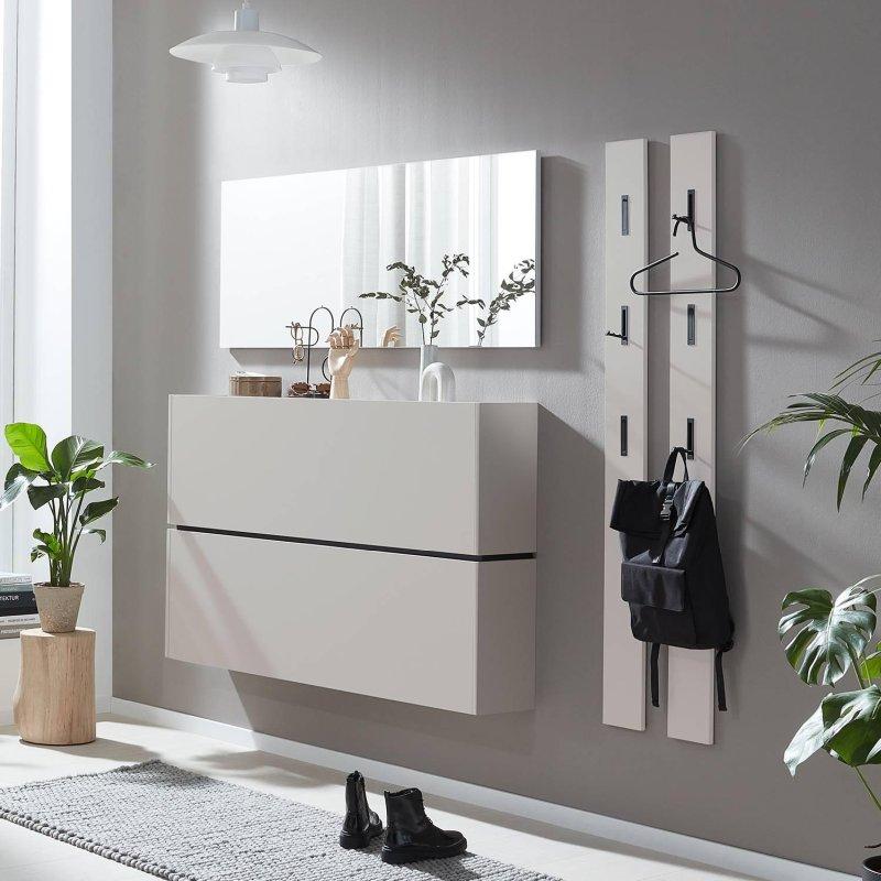 Kaşmir Rengi Duvara Monte Aynalı 4 Parça Portmanto Vestiyer - 200 cm - 158854