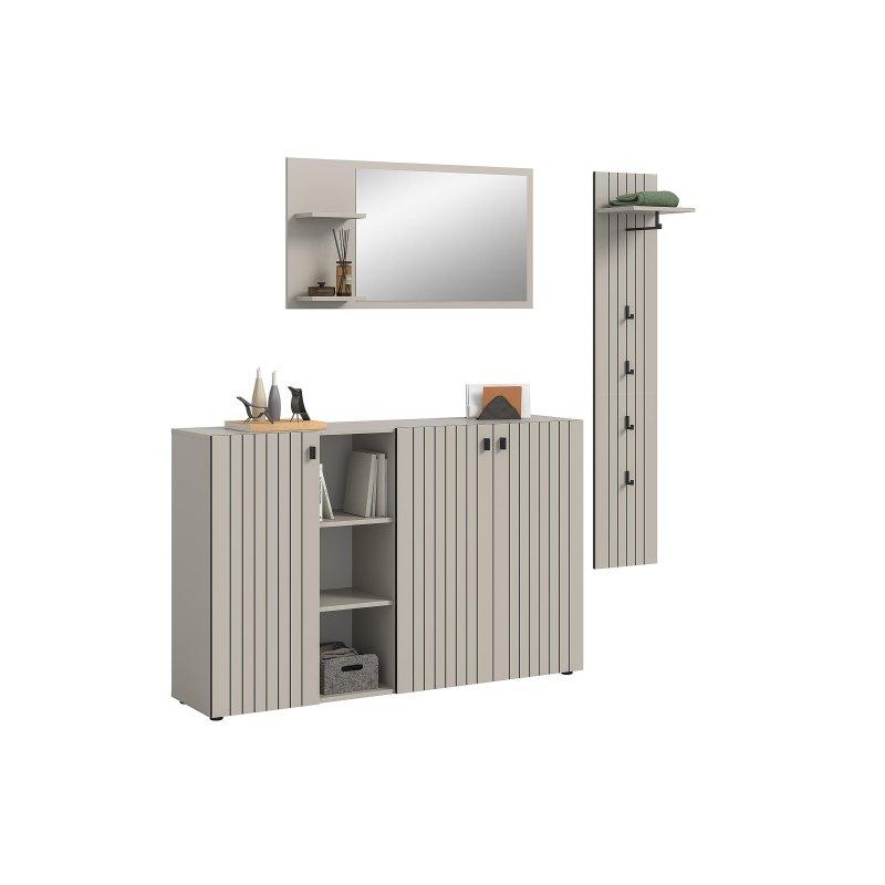 Kaşmir Rengi Suntalam 3 Parçalı Aynalı ve Komodinli Portmanto Vestiyer - 201 cm - 159334