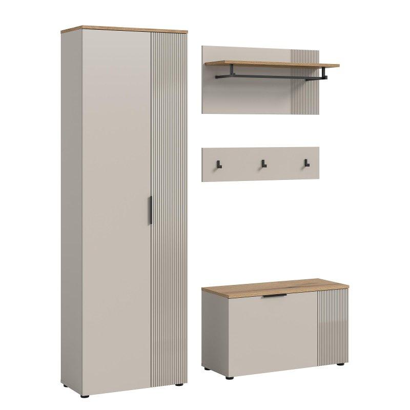Kaşmir ve Evoke Dekor Yonga Levha 4 Parçalı Oturaklı Portmanto Vestiyer - 155x190 cm - 158626