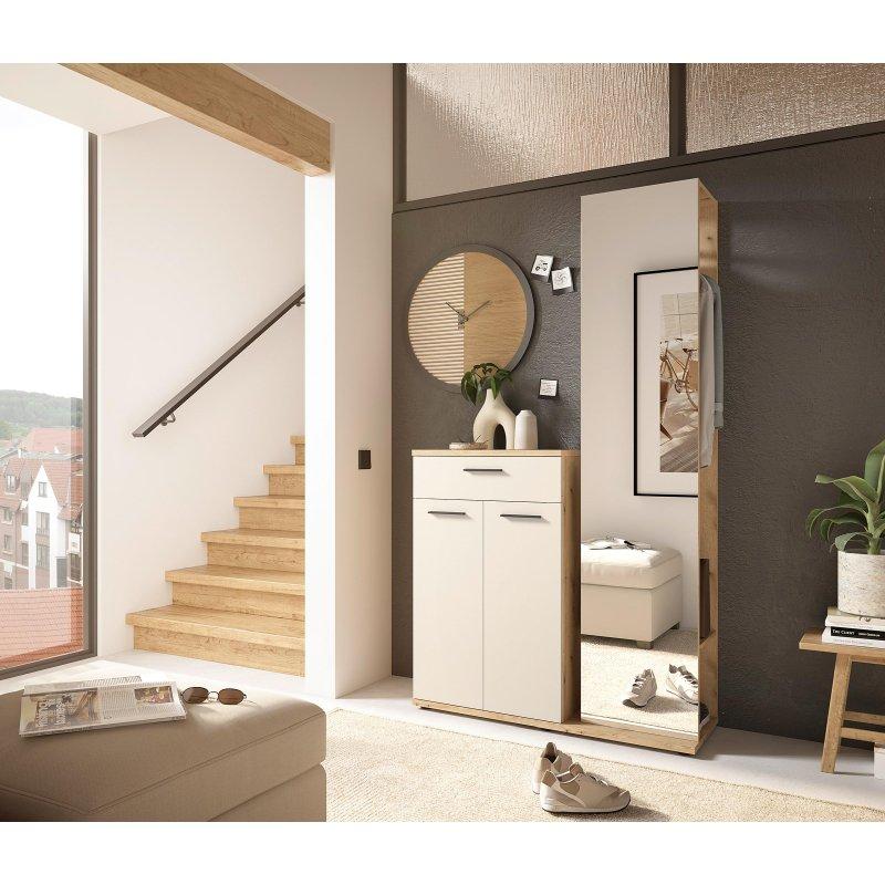 Kaşmir ve Evoke Desenli Sunta 2 Parçalı Çekmeceli Portmanto Vestiyer - 105x188x38 cm - 158944