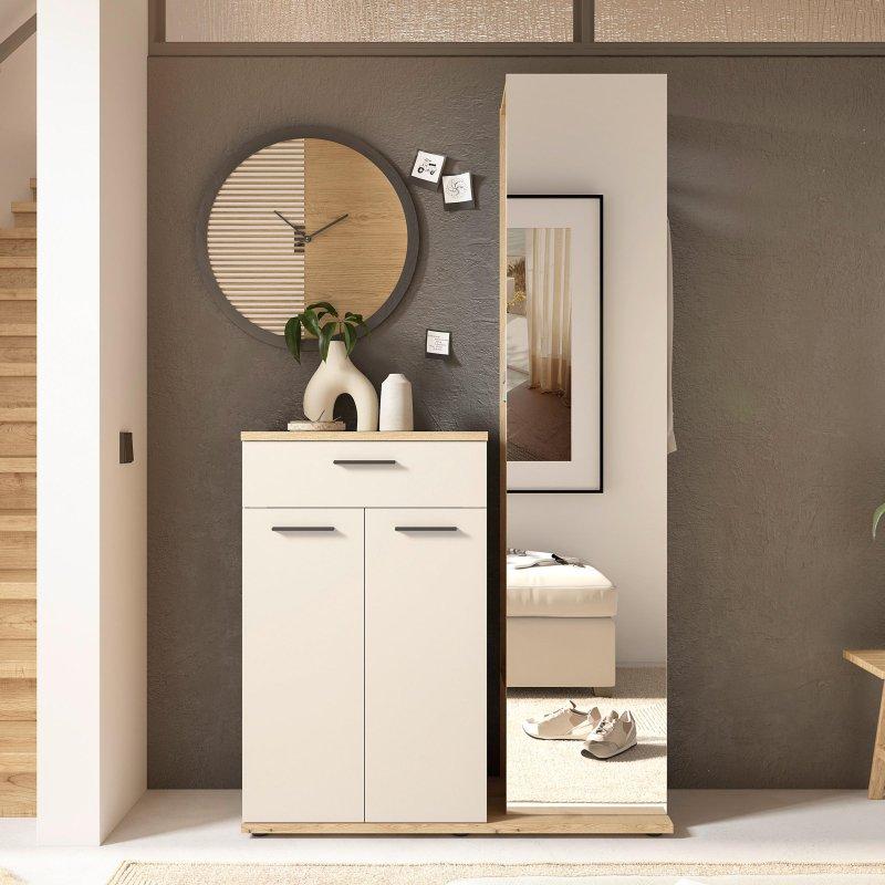 Kaşmir ve Evoke Desenli Sunta 2 Parçalı Çekmeceli Portmanto Vestiyer - 105x188x38 cm - 158944