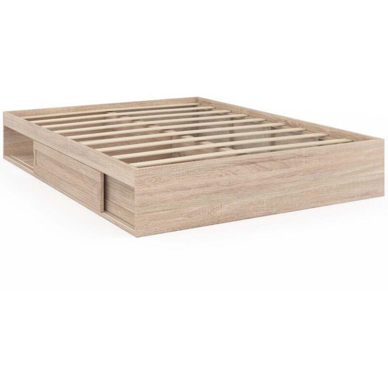 Kayın Rengi Suntalam Sürgülü Kapaklı Depolama Alanlı Baza - 140x190 cm - 143902