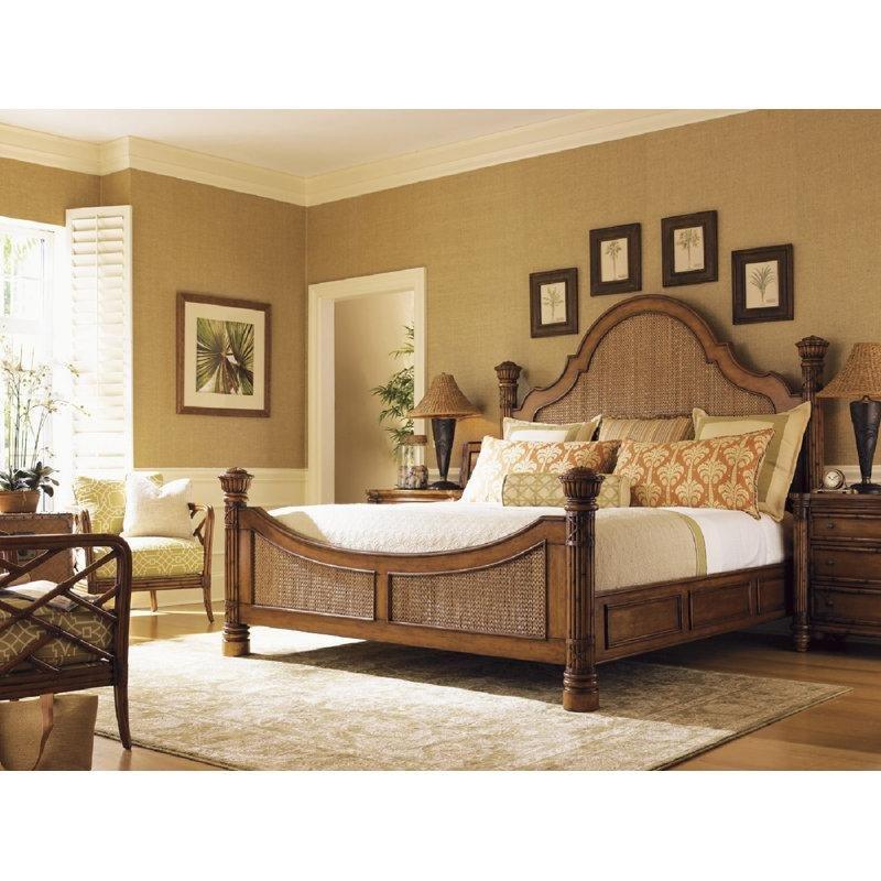 Kehribar Rattan Örgü Balıksırtı Desenli Yüksek Başlıklı Karyola - 216x222 cm - 143191