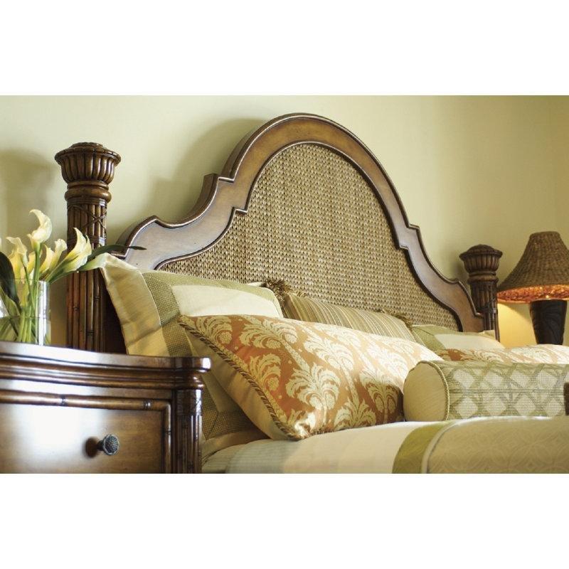 Kehribar Rattan Örgü Balıksırtı Desenli Yüksek Başlıklı Karyola - 216x222 cm - 143191