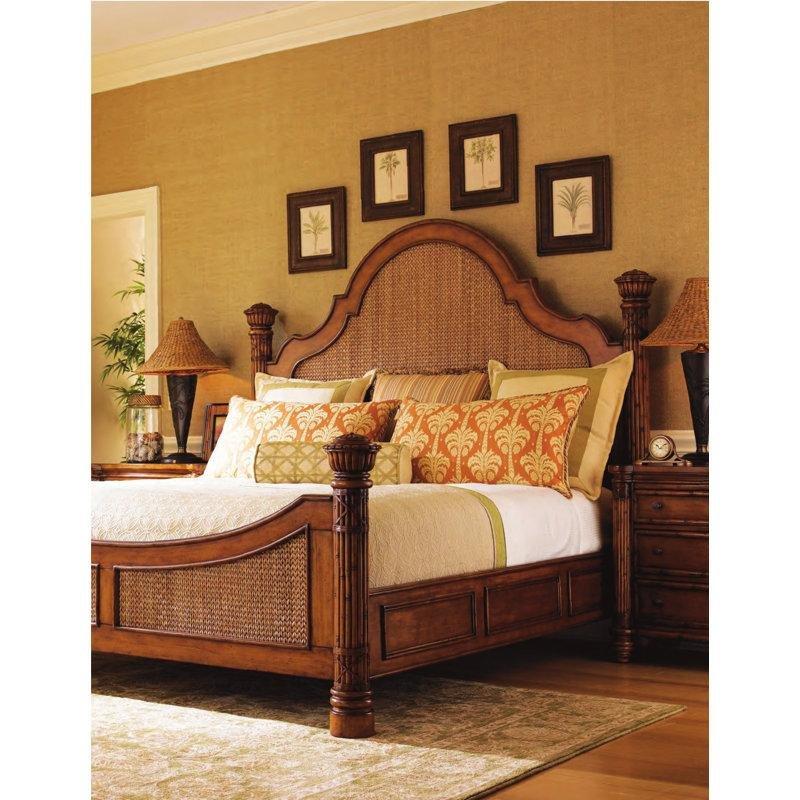 Kehribar Rattan Örgü Balıksırtı Desenli Yüksek Başlıklı Karyola - 216x222 cm - 143191