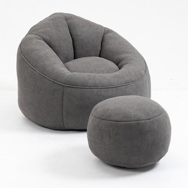 Keten Dokulu Kumaş Kollu Puf Koltuk Seti - 102x97 cm - 157462