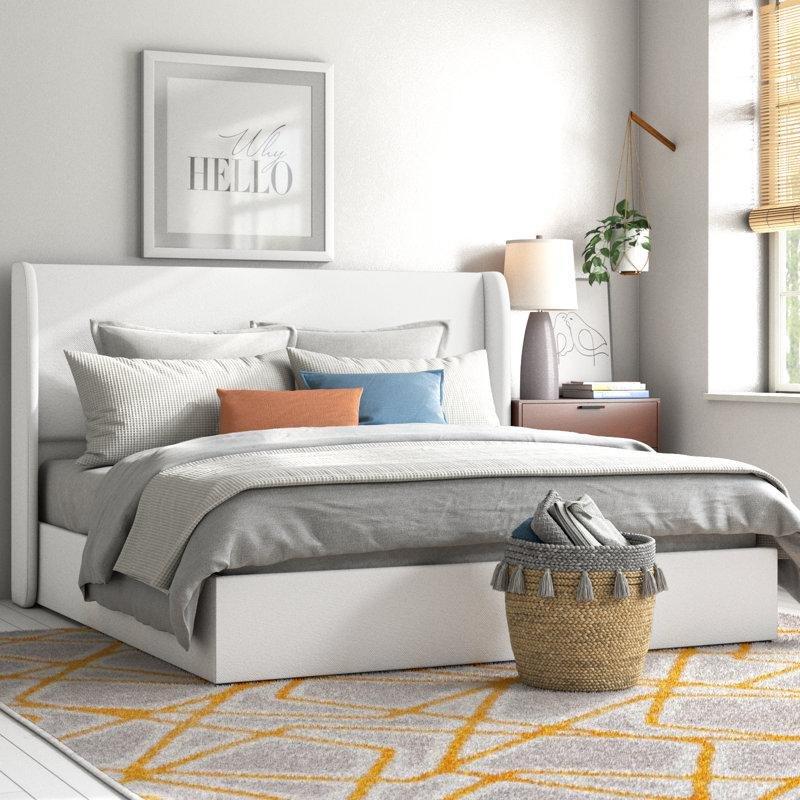 Keten Döşemeli Amortisörlü Bazalı Kanatlı Başlıklı Karyola - 160x200 cm - 143500