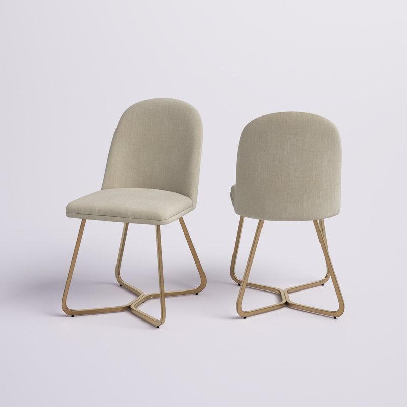 Keten Döşemeli Eskitme Metal Ayaklı 2li Set Gold Sandalye - 145992