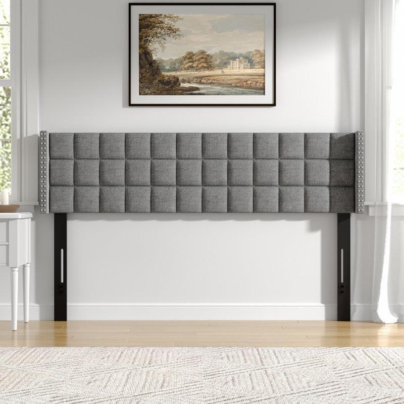 Keten Döşemeli Yüksekliği Ayarlanabilir Kulaklı Zımba Detaylı Yatak Başlığı - 144870