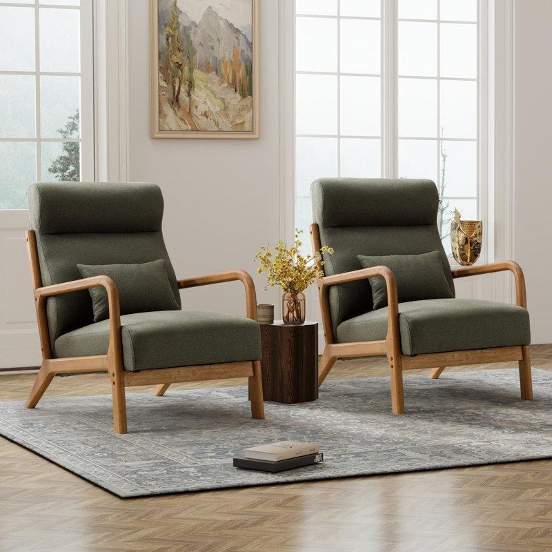 Keten Kumaş Bel Yastıklı 2%27li Berjer Koltuk Seti - 67 cm - 156622