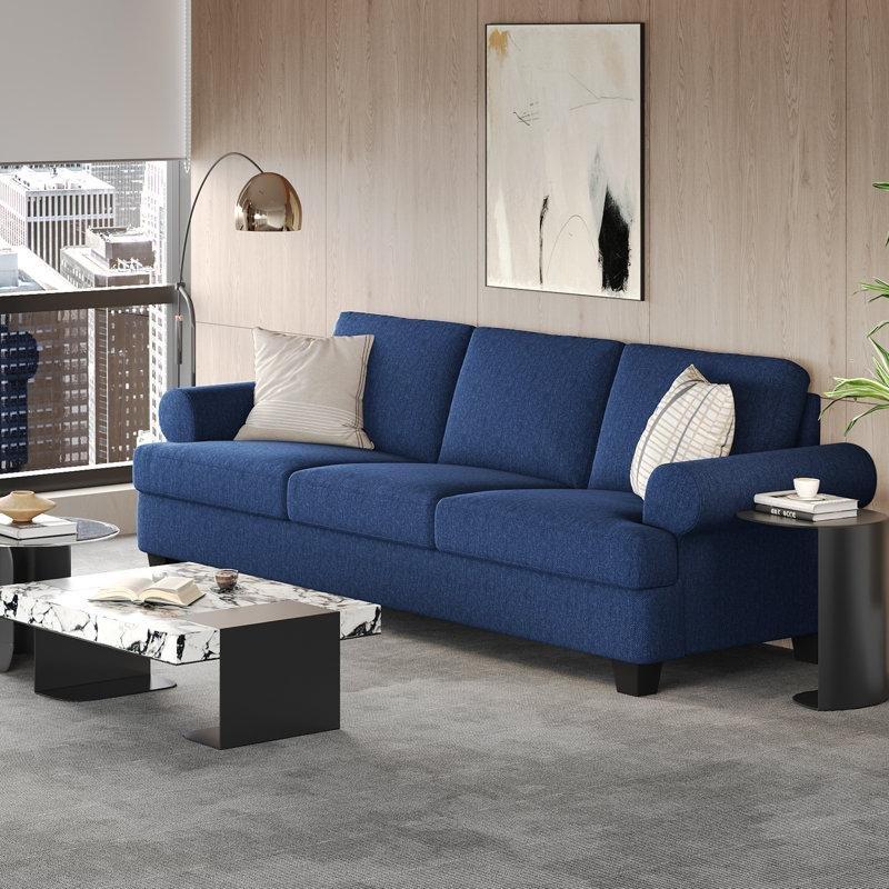 Keten Kumaş Derin Oturumlu 3 Kişilik Kıvrık Kolçaklı Koltuk - 232 cm - 151732