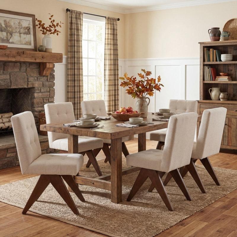 Keten Kumaş Döşemeli Düğmesiz Kapitoneli Masif Ahşap Ayaklı Chester Sandalye - 145779