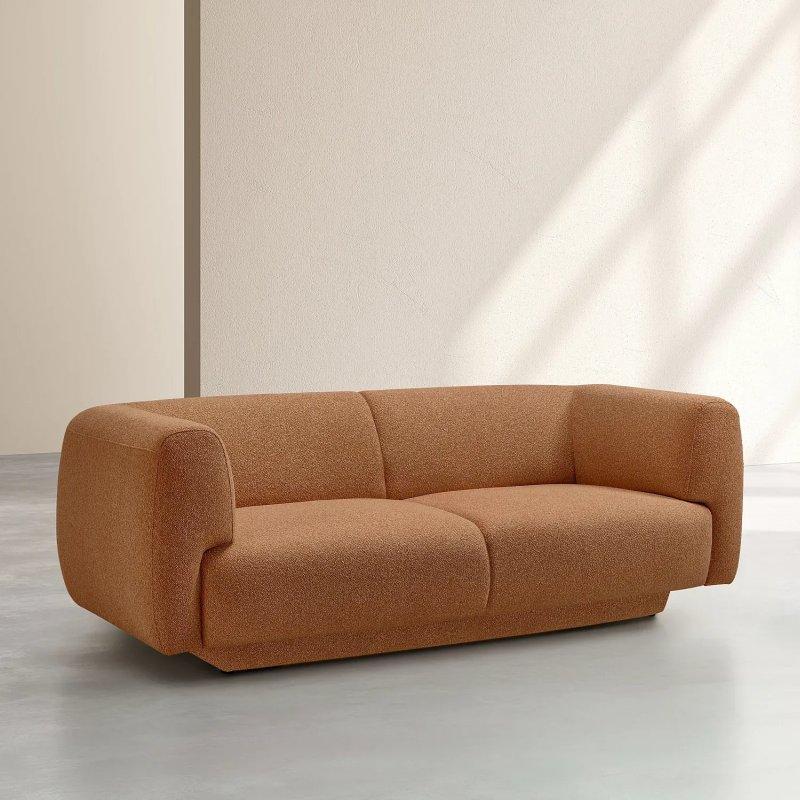 Kiremit Rengi Dokulu Kumaş Üç Kişilik Koltuk - 228 cm - 154925