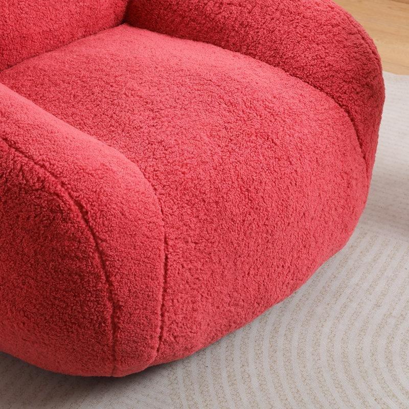 Kırık Beyaz Teddy Kumaş Sırt ve Kol Destekli Ergonomik Puf Koltuk - 157408