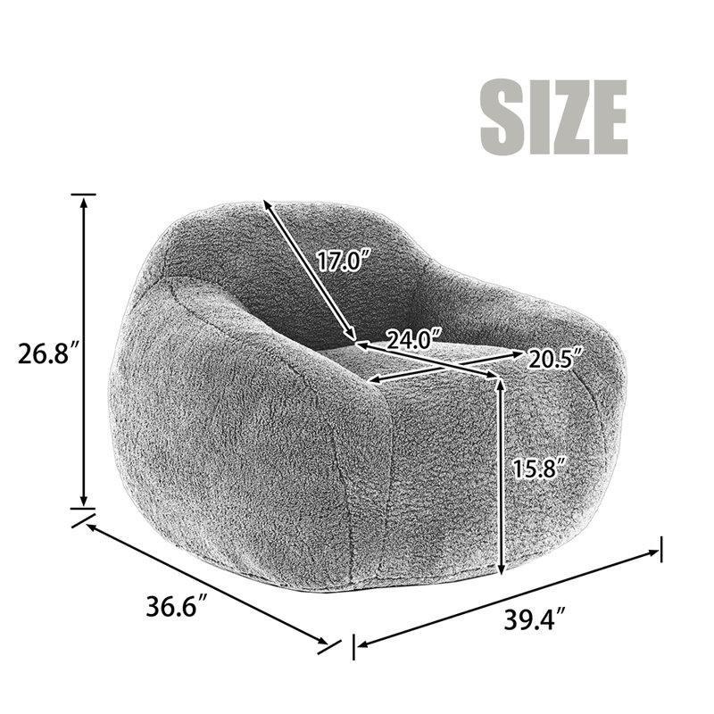 Kırık Beyaz Teddy Kumaş Sırt ve Kol Destekli Ergonomik Puf Koltuk - 157408