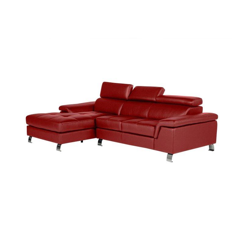 Kırmızı Deri Ayarlanabilir Başlıklı Sol Köşe Koltuk - 260x167 cm - 155569