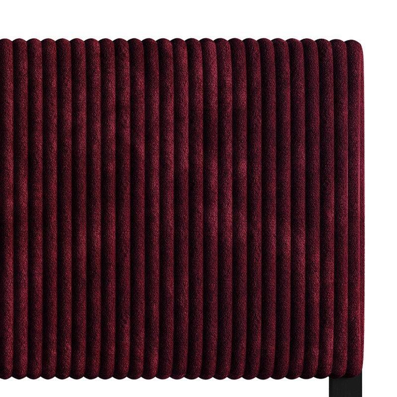 Kırmızı Fitilli Kadife Kumaş Dikey Dikişli Yüksekliği Ayarlanabilir Yatak Başlığı - 160 cm - 144837