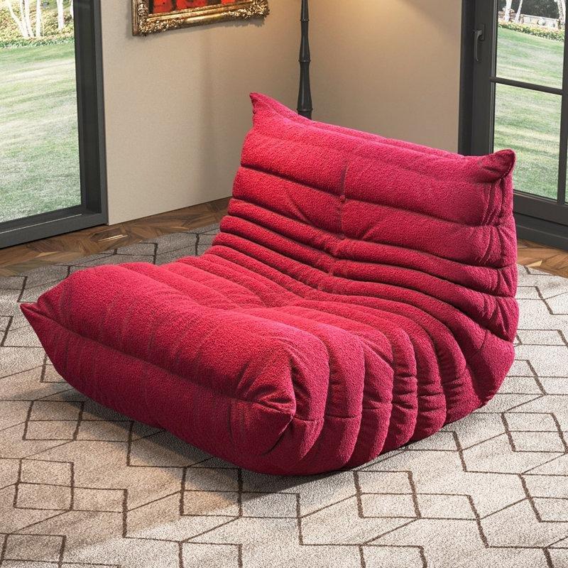 Kırmızı Teddy Kadife Kumaş Sünger Dolgulu Ergonomik Puf Koltuk - 97 cm - 157666