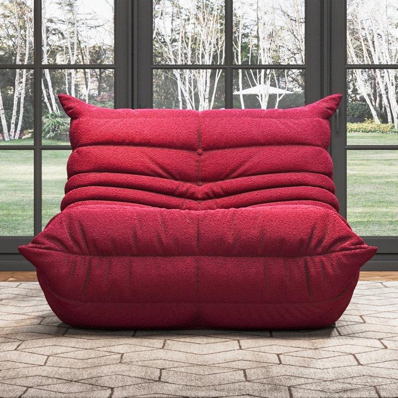 Kırmızı Teddy Kadife Kumaş Sünger Dolgulu Ergonomik Puf Koltuk - 97 cm - 157666