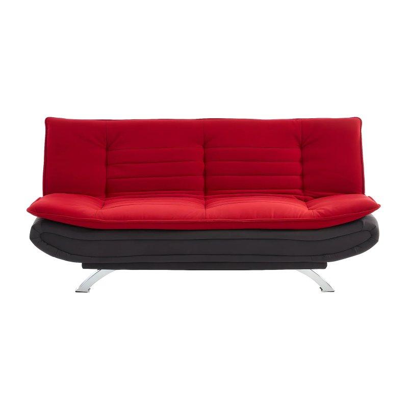 Kırmızı ve Antrasit İki Renkli Kumaş Klik Klak Mekanizmalı Yataklı Koltuk - 176 cm - 155479